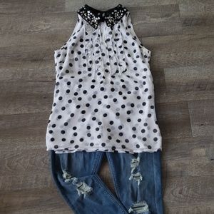 White House Black Market polka dot tunic